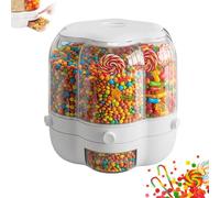 XRXRX Candy Dispenser 360° Rotating with 6 Compartment,Funny Candies & Nut Dispenser, Large Capacity Clear Candies Jar, Storage Container for Sweets, for Home Kitchen Organiser-A