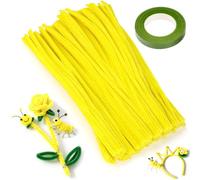 XRXYMQ 200 Pezzi Scovolini Colorati Per lavoretti Giallo Chiaro Scovolini Pipa Pipe Cleaners For Flower Set Scovolini Ciniglia per Artigianato Steli Di Ciniglia Colorati per Lavoretti per Fai Da Te