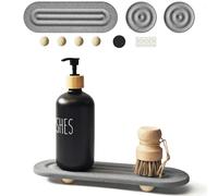 XRzitky Vassoio scolapiatti in pietra con 2 sottobicchieri in terra di diatomee, vassoi per asciugare la pietra che assorbe l'acqua, per lavello da cucina, bagno, lavello in pietra diatomite,