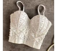 XS-L Perline Femminile Top Corsetto Canotta Sexy Corto Torace Binder Discoteca