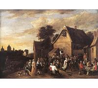 XSBPDPII Pittura Classica Stampe su Tela Astratto Quadro su Tela Kermesse fiamminga di David the Younger Teniers per L'arredamento Dell'ufficio 60x90cm