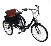 XSDAJSD Triciclo da 24" per adulti, triciclo per adulti regolabile in altezza, bicicletta cruiser a 3 ruote con cestino, carico 110 kg, per la spesa, ricreazione per anziani, nero-C