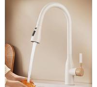 XSDSM Miscelatore Cucina con Doccetta Estraibile Bianco Latte Modalità Acqua A Quattro Uscite Rotazione A 360° Rubinetto Caldo E Freddo Adatto per Lavelli Da Cucina,Bianco Latte+Tronco