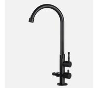 XSDSM Miscelatore Lavabo Bagno con Attacco Da 1/2 Pollice Rubinetto Solo Acqua Fredda In Ottone Monoforo Doppio Comando,Nero