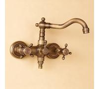 XSDSM Rubinetti Bagno Rubinetto A Parete Rubinetto Da 1/2 Pollice con Attacco Lavatrice Acqua Calda E Fredda Ottone Spazzolato,9 cm