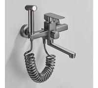 XSDSM Rubinetti Cucina Grigio Pistola Rubinetto Lavello Cucina A Muro con Pistola A Spruzzo Girevole 360° Monocomando Calda E Fredda,15 cm