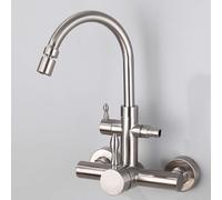 XSDSM Rubinetti Da Cucina Rubinetto Lavello Cucina A Muro con Interfaccia Per Lavastoviglie Acqua Calda E Fredda,Argento