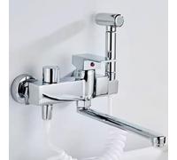 XSDSM Rubinetto A Muro con Pistola A Spruzzo Rubinetto Cucina Girevole 180° Doppio Interruttore Cromato 25 cm