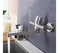 XSDSM Rubinetto A Muro Cucina Acciaio Inox Rubinetto per Lavatoio Lavanderia Miscelatore Monocomando 23 cm,Spazzolato
