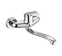 XSDSM Rubinetto A Muro Lavatoio Rubinetto Lavatoio Lavanderia Caldo E Freddo Doppio Foro Maniglia Singola Argento,24 cm