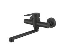 XSDSM Rubinetto A Parete per Lavello Cucina E Lavatoio Lavanderia Rubinetto Da Muro Corto Miscelatore Monocomando Da 23 cm,Nero-A