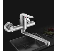 XSDSM Rubinetto A Parete Rubinetto Lavello Cucina In Acciaio Inox Monocomando Caldo E Freddo 23 cm,Spazzolato