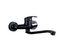 XSDSM Rubinetto A Parete Rubinetto Lavello Cucina Nero Adatto per Doppio Lavello In Ottone Miscelatore Monocomando,30 cm