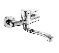 XSDSM Rubinetto A Parete Rubinetto per Lavello Cucina Adatto per Lavatoio Lavanderia Maniglia Singola Doppio Foro,25 cm