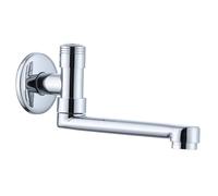 XSDSM Rubinetto a Parete Solo Acqua Fredda Rotazione di 180° Rubinetto Lavello Cucina Interruttore a Pulsante Rame G1/2,Cromo,16 CM
