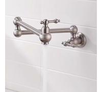 XSDSM Rubinetto Cucina A Muro Ottone Rubinetto Pieghevole Lavello Cucina con Foro Singolo Due Maniglie,Colore Spazzolato