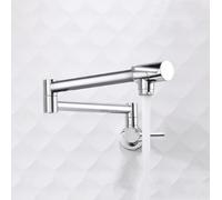 XSDSM Rubinetto Cucina A Muro Ottone Rubinetto Riempi Pentole Pieghevole Con Foro Singolo Due Maniglie,Argento