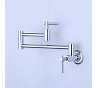 XSDSM Rubinetto Cucina A Muro Pieghevole Rubinetto Solo Acqua Fredda Retrattile A Doppia Maniglia,Argento Cromato