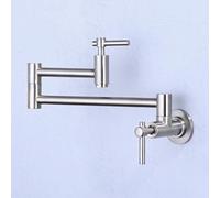 XSDSM Rubinetto Cucina A Muro Pieghevole Rubinetto Solo Acqua Fredda Retrattile A Doppia Maniglia,Nichel Spazzolato