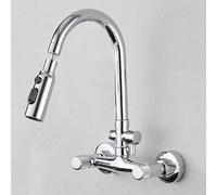 XSDSM Rubinetto Da Cucina Rubinetto A Muro con Interfaccia Per Lavastoviglie Acqua Calda E Fredda,Argento