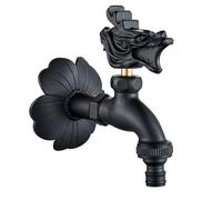 XSDSM Rubinetto Da Giardino In Forma Di Drago con Presa Da 1/2 Pollice Rubinetto Esterno Muro In Ottone Adatto per L'Irrigazione Del Giardino,Nero