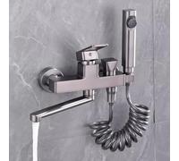 XSDSM Rubinetto Da Muro per Cucina Grigio Pistola con Pistola A Spruzzo Rubinetto Cucina In Ottone con Canna Girevole A 360°,30 cm