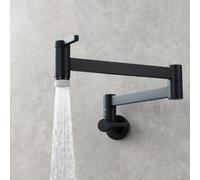 XSDSM Rubinetto Da Parete per Lavello Cucina Rubinetto Pieghevole Cucina Estensibile con Due Modalità Di Spruzzo D'Acqua,Nero