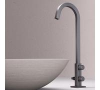 XSDSM Rubinetto Doppia Uscita Lavatrice Rubinetto Lavandino Bagno In Ottone Rubinetti Acqua Fredda Foro Singolo Doppio Interruttore,Grigio Canna Di Fucile