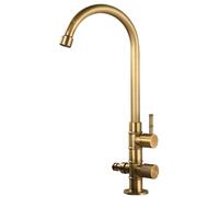 XSDSM Rubinetto Lavatrice Girevole A 360° Rubinetto Acqua Fredda Doppia Uscita In Ottone Adatto per Esterno O Giardino,Antico