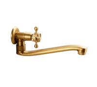 XSDSM Rubinetto Lavello Cucina a Muro Vintage Girevole a 180° Rubinetto a Parete Solo Acqua Fredda Maniglia Singola Rame G1/2, Colore Antico