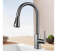 XSDSM Rubinetto Lavello Cucina con Doccetta Estraibile con Rotazione A 360° Rubinetto Cucina Multifunzione In Ottone Acqua Calda E Fredda Installazione Foro Singolo,Grigio Canna Di Fucile