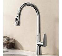 XSDSM Rubinetto Lavello Cucina con Doccetta Estraibile Girevole A 360° Rubinetto Allungabile Miscelatore Monocomando Acqua Calda E Fredda,Cromato