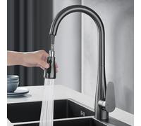 XSDSM Rubinetto Ottone Lavello Cucina Rubinetto Cucina con Doccetta Estraibile Singolo Manico Multifunzione,Grigio Pistola