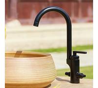 XSDSM Rubinetto per Lavandino Bagno Monoforo con Attacco Da 1/2 Pollice Rubinetto per Acqua Calda E Fredda In Ottone A Doppia Uscita,Nero