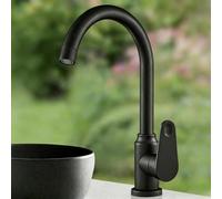 XSDSM Rubinetto per Lavandino Da Esterno Girevole A 360° Miscelatore Monocomando Acqua Calda E Fredda In Ottone,Nero