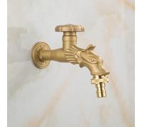 XSDSM Rubinetto per Lavatrice A Muro Interfaccia G1/2 Rubinetto Esterno Artistico Drago Ottone per Lavanderia Sul Balcone/Irrigazione Giardino,Colore Ottone