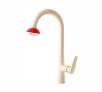 XSDSM Rubinetto per Lavello Cucina con Doccetta Estraibile Modalità Dual Spray Rotazione 360° Miscelatore In Ottone Acqua Calda E Fredda,Bianco Latte + Rosso