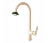 XSDSM Rubinetto per Lavello Cucina con Doccetta Estraibile Modalità Dual Spray Rotazione 360° Miscelatore In Ottone Acqua Calda E Fredda,Bianco Latte + Verde