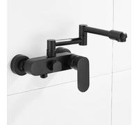XSDSM Rubinetto Pieghevole Cucina Rubinetto Ottone Miscelatore Cucina A Muro Con Braccio Azionario,Nero