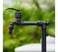 XSDSM Rubinetto Solo Acqua Fredda A Muro Rubinetti Da Esterno G1 / 2 Rubinetto Giardino Drago Artistico In Ottone per Lavatrice,Nero