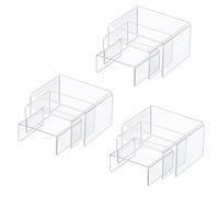 XSEXO 9 Pezzi Espositori Trasparenti per Display in Acrilico Espositore Vetrina Mostra Strumenti Alzate di Display Acrilico Scaffale Vetrina Espositore Vetrina (3 per ogni dimensione)