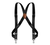 XSFAMGB 1 Bretelle Elastiche Regolabili for Pantaloni Grandi e Alti da Uomo, Larghe 3,5 cm, con 2 Ganci Laterali e Clip.(Black)