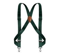 XSFAMGB 1 Bretelle Elastiche Regolabili for Pantaloni Grandi e Alti da Uomo, Larghe 3,5 cm, con 2 Ganci Laterali e Clip.(Dark Green)