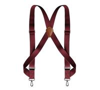 XSFAMGB 1 Bretelle Elastiche Regolabili for Pantaloni Grandi e Alti da Uomo, Larghe 3,5 cm, con 2 Ganci Laterali e Clip.(Dark Red)