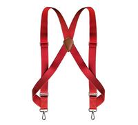 XSFAMGB 1 Bretelle Elastiche Regolabili for Pantaloni Grandi e Alti da Uomo, Larghe 3,5 cm, con 2 Ganci Laterali e Clip.(Red)