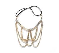 XSFAMGB 1 Pezzo di Catena Elastica Multistrato for Coscia, Accessori for Il Corpo da Donna, Gioielli for Gambe con Strass Colorati, Danza del Ventre(Gold)