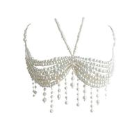 XSFAMGB 1 Pezzo di Catena for Il Corpo da Sposa Fatta a Mano, Gioiello for Bikini, Reggiseno con Perle