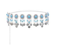 XSFAMGB 1 Pezzo di Catene for Pancia con Nappe Blu, Accessori for Il Corpo, Cinture for Danza Gitana(B)