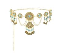 XSFAMGB 1 Pezzo di Ciondolo con Nappa Dorata Vintage, Catene for la Vita e la Pancia for Accessori di Gioielli for Il Corpo da Donna(Golden-Blue)