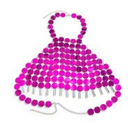 XSFAMGB 1 Pezzo di Reggiseno con Paillettes in plastica, Catena Toracica, Top for Danza del Ventre, Ciondolo Tribale in Cristallo, Gioielli for Il Corpo for Festival(Red)